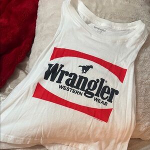 Wrangler White Tank Top with Red Logo